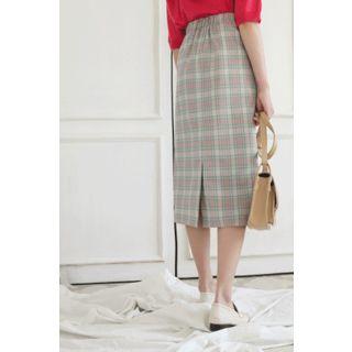 H-line Long Plaid Skirt
