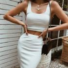 Set: Sleeveless Top + Midi Pencil Skirt