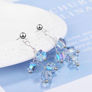 Faux Crystal Cube Drop Earring White Gold - One Size
