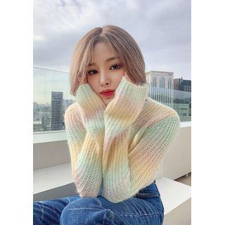 V-neck Rainbow Crop Sweater