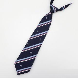 Striped Windmill No Tie Neck Tie Dark Blue - One Size