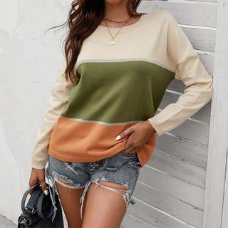 Layered Crew-neck Long Sleeve Sweater