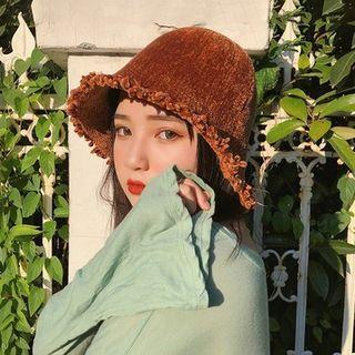 Chenille Yarn Fringed Bucket Hat