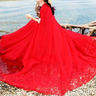 Lace Panel Chiffon Cape