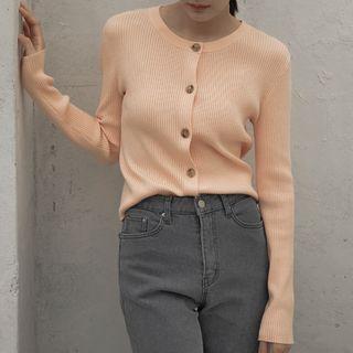 Pastel Round-neck Ribbed Cardigan