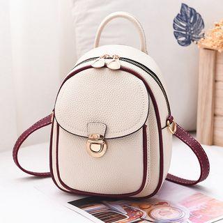 Faux Leather Snap Button Classic Backpack