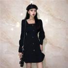 Long-sleeve Single Breast Slim Fit Dress