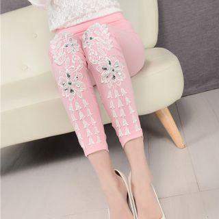 Embellished Lace Panel Leggings