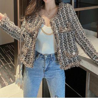 Fringed Check Jacket