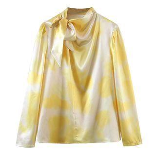 Tie-neck Tie-dyed Blouse