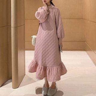 Mock-turtleneck Quilted Pullover Dress