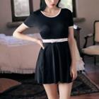 Contrast Trim Short-sleeve Swimdress