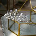 Wedding Rhinestone Faux Pearl Tiara Silver - One Size