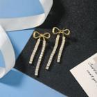 Rhinestone Alloy Bow Earring 1 Pair - S925 Sterling Silver Pin - Rhinestone Alloy Bow Earring - One Size