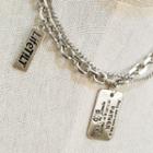 Lettering Alloy Tag Layered Choker Silver - One Size