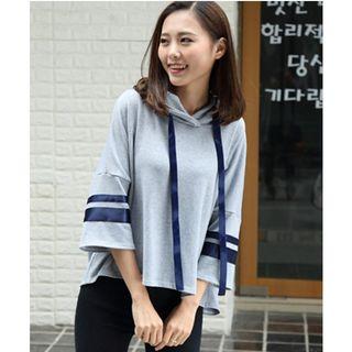 Striped 3/4 Sleeve Hoodie