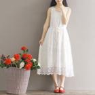 Sleeveless Lace Hem Midi A-line Dress