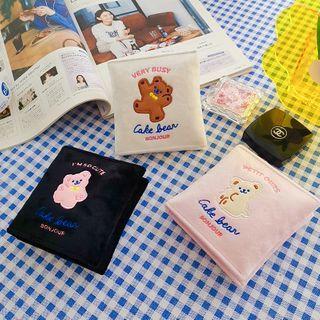 Cartoon Bear Embroidered Sanitary Pouch