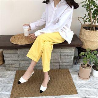 Contrast-nose Kitten-heel Pumps