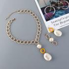 Asymmetric Faux Pearl Drop Earring / Necklace / Set