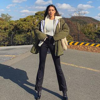 Round-neck Drawstring-waist Padded Jacket