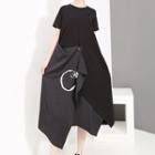 Short-sleeve Midi Asymmetric Dress