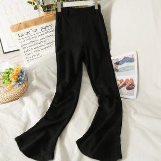 Elastic High-waist Skinny Boot-cut Pants