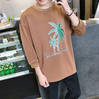 3/4-sleeve Printed Sweatshirt
