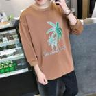 3/4-sleeve Printed Sweatshirt