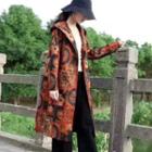 Hooded Floral Print Buttoned Jacket