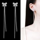 Bow Fringed Earring 1 Pair - Sterling Silver Stud - Silver - One Size
