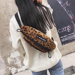 Leopard Print Chenille Belt Bag