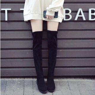 Faux Suede Flat Over-the-knee Boots