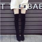 Faux Suede Flat Over-the-knee Boots