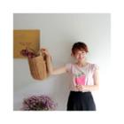 Frill-sleeve Strawberry Pattern Top