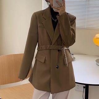 Single-breasted Chain Belted Blazer
