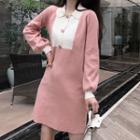 Buttoned Long-sleeve Collared Dress