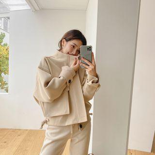 Stand-collar Drawstring-hem Jacket