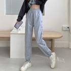 High-waist Heart Embroidered Sports Pants