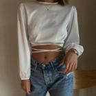 Satin Lace-up Cropped Top