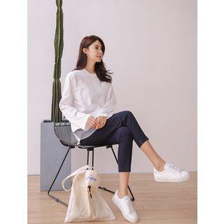 Plus Size Striped-panel Long Sleeve Top