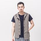 Chinese-style Frog-button Hooded Vest
