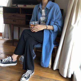 Split Hem Denim Long Shirt