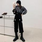 Tie-dyed Crop Sweatshirt / Buckled-accent Jumper Pants