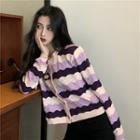 Striped Cardigan Purple - One Size