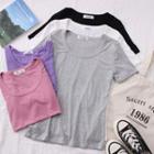 Short-sleeve Plain T-shirt In 5 Colors