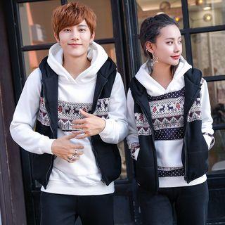 Couple Matching Set: Patterned Hoodie + Vest