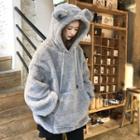 Furry Loose-fit Hooded Pullover
