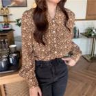 Floral Print Button-up Blouse Shirt - One Size