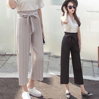 Accordion Pleat Wide-leg Pants
